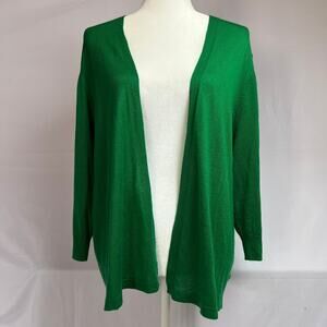 Cozy Cabincore Cardigan Emerald Green Knit Womens 1X Worthington Classic Sweater